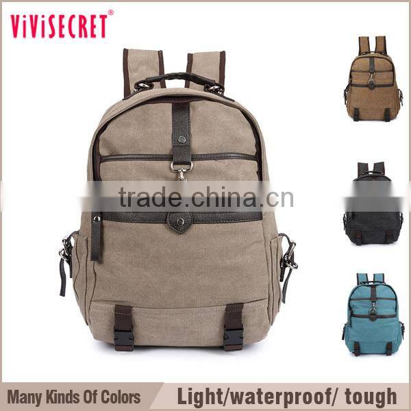 vivisecret China wholesale canvas leather backpack, fashion leisure satchel rucksack for boys