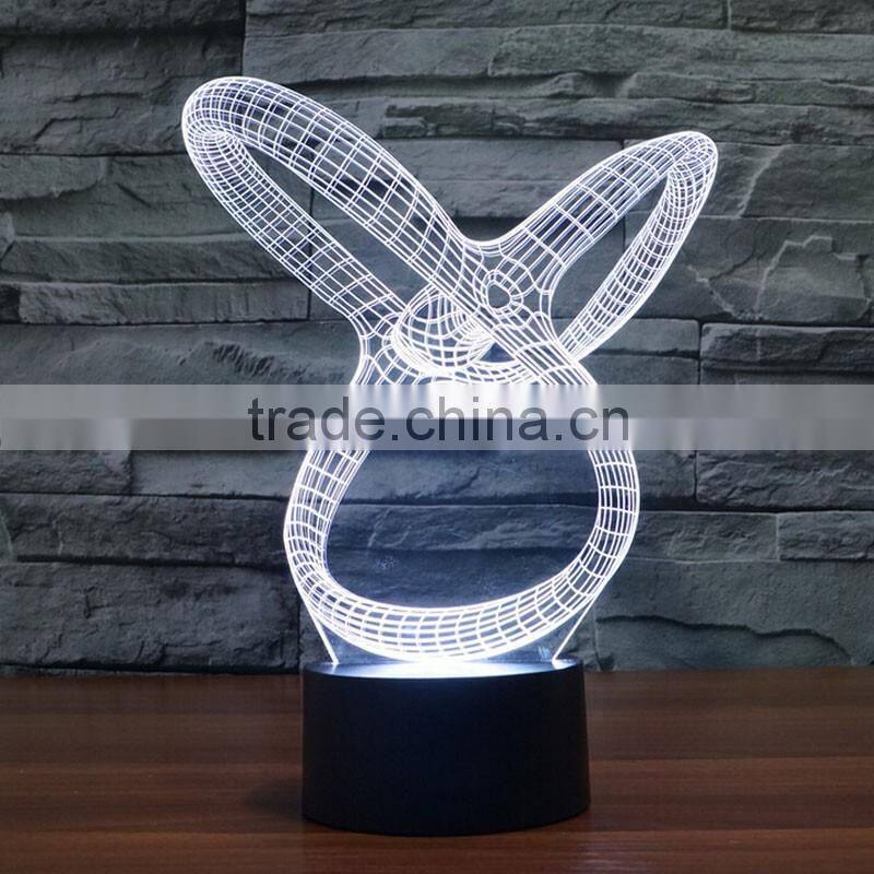 Wedding Decoration Arcylic 3D Sculpture LED 7 Colors Flashing Touch Control Night Light Costumize