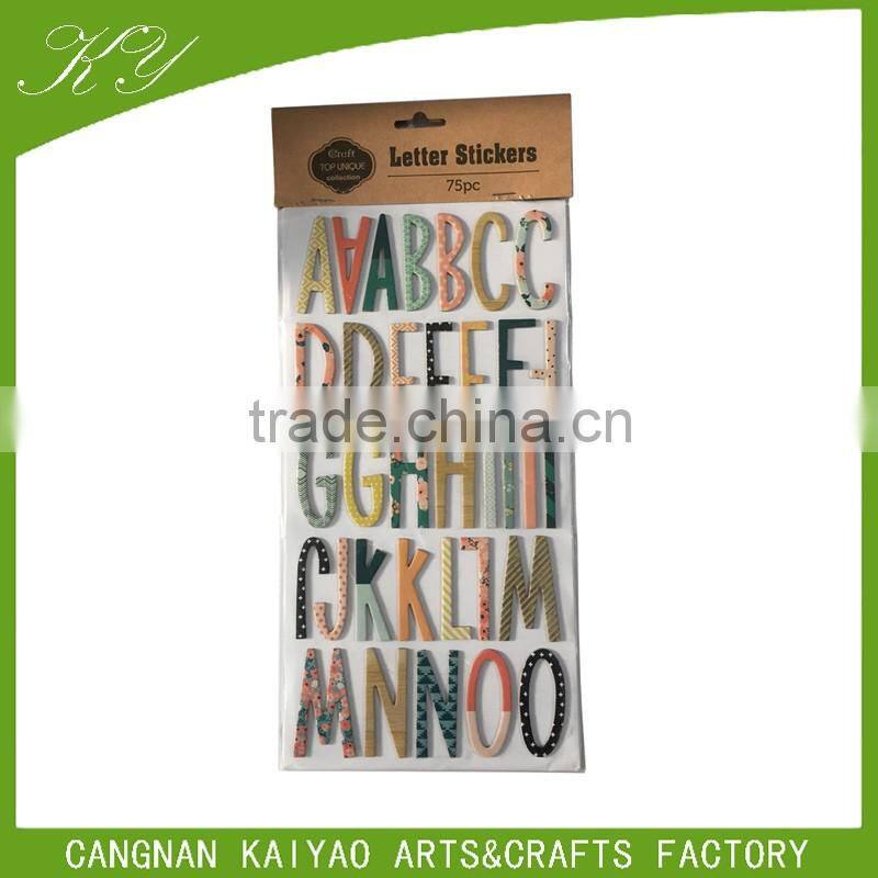 Wholesale custom self adhesive decoration glitter alphabet letter stickers