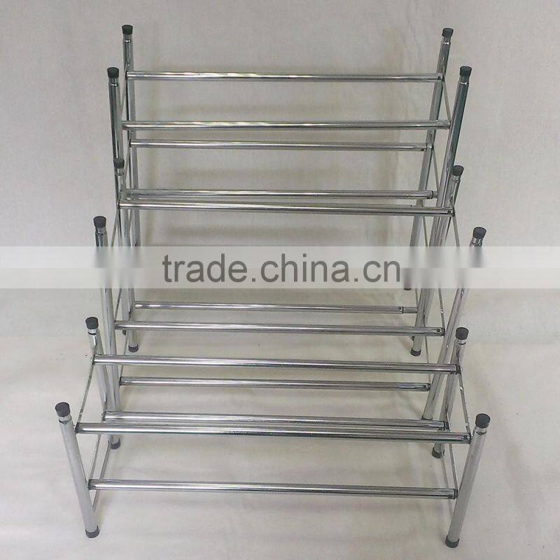 Stackable extension chromed plated iron shoe rack tower