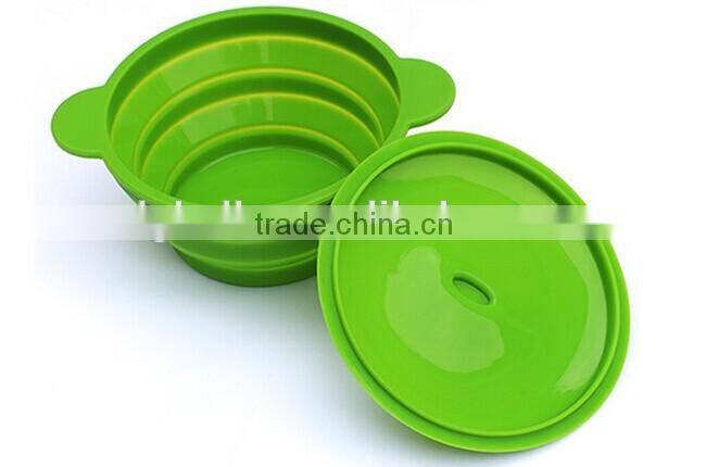 Silicone Collapsible Snack Box Lunch box food container foldable silicone bowl with coverwith cover