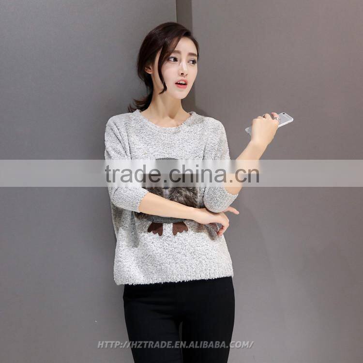 Round Neck Design Printing Old Wool Sweater
