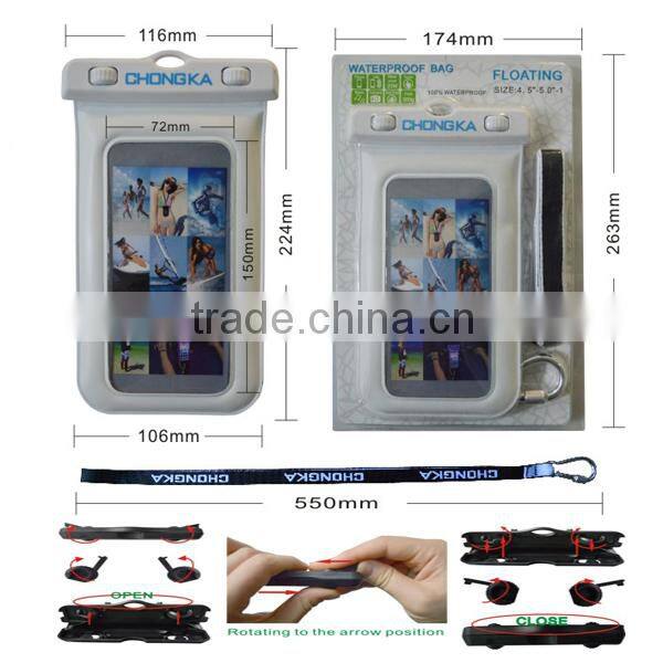 100% Waterproof Pouch Dry Bag Armband Case for Samsung Galaxy Note 4 3 +Bicycle Mount+Earphone