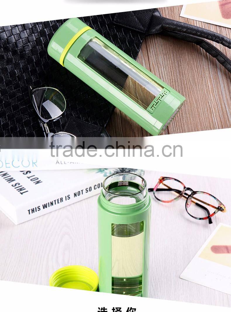 Best Sale Drinking 500 ml Green Sport Glass Water Bottle With Fruit Infuser