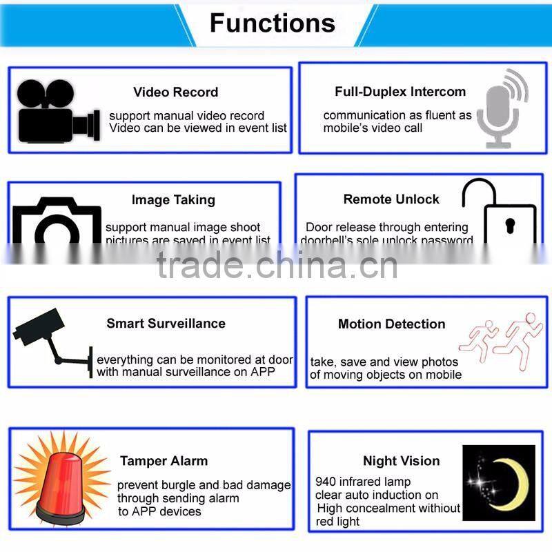 Intelligent video door phone Wifi video doorbell with infrared night vision