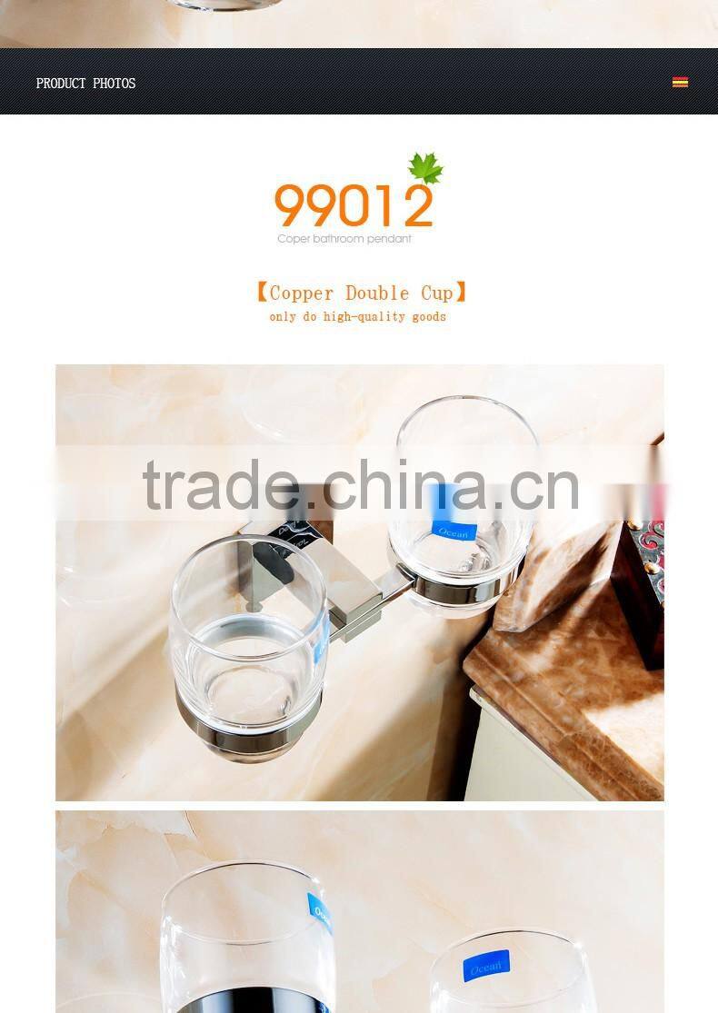 bathroom accessory with brass fancy double tumbler holder for hotel family use.