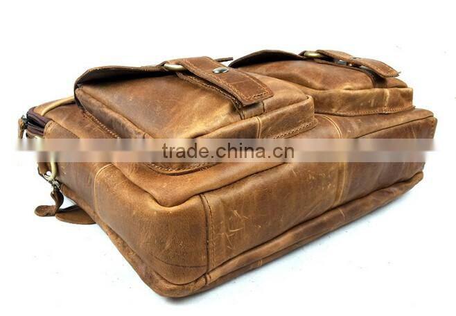 Boshiho vintage cowhide leather handle handmade travel bags organizer
