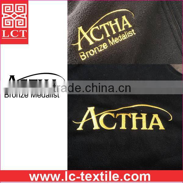 wholesale top quality gold stitching embroidery with your logo anti-pilling full zipper polar fleece vest for men(LCTU0048)