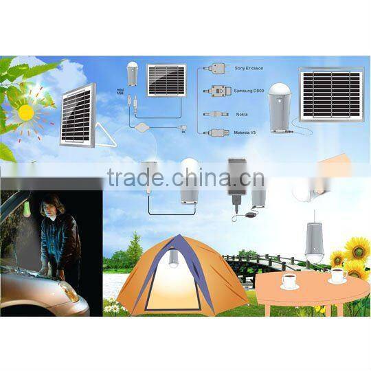 Solar light system solar lantern with phone charger tips and portable hang rope