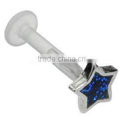 Acrylic star push in labret monroe body piercing jewelry