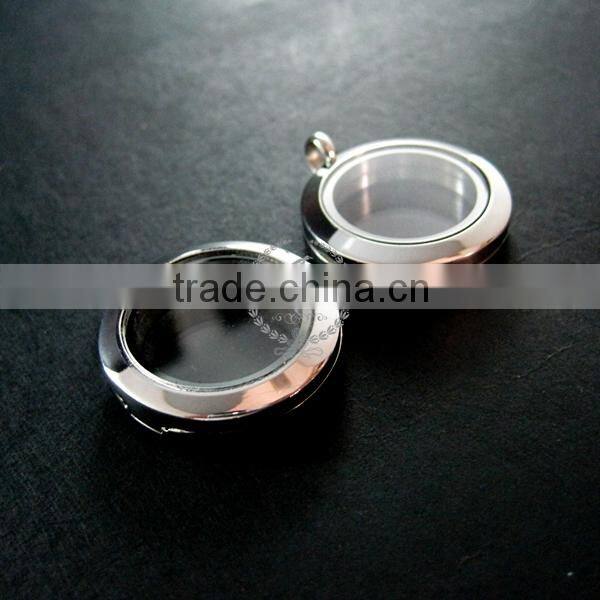 25mm high quality round glass magnetic closure stainless steel silver memory photo locket for charms floating 1820098