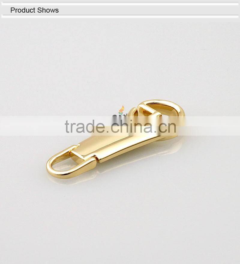 Electroplated swivel shiny light gold custom metal zipper puller