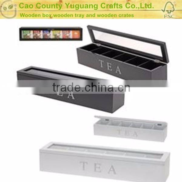 Hotsale Wooden 4 Grids Tea Bag Storage Box