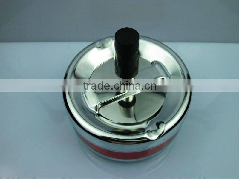 Leather cover metal round ashtray
