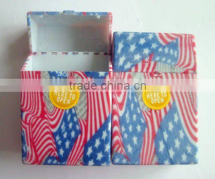 2012 Hot selling. Automatic open plastic cigarette case. Water transfer painted plastic cigarette box.