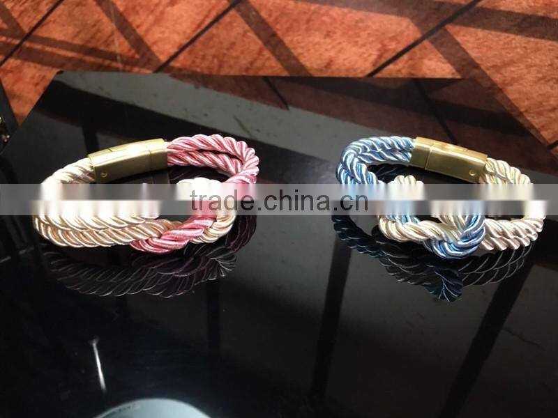 Europe fashion bracelet with braided rope and buckle magnet