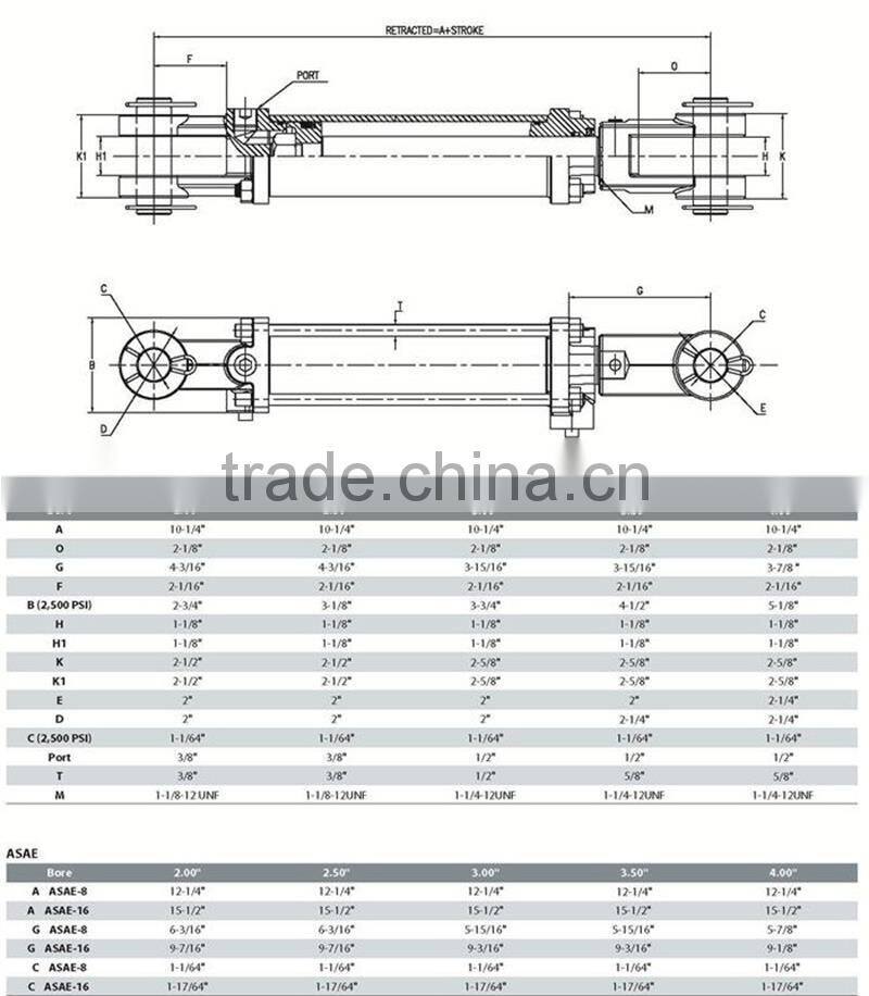 tractor loader hydraulic cylinder/tie rod style cylinders/hydraulic cylinder manufacturer
