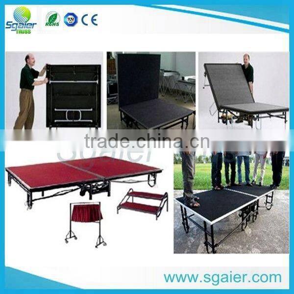 Hotel used Red color carpeted metal steel foldable stage