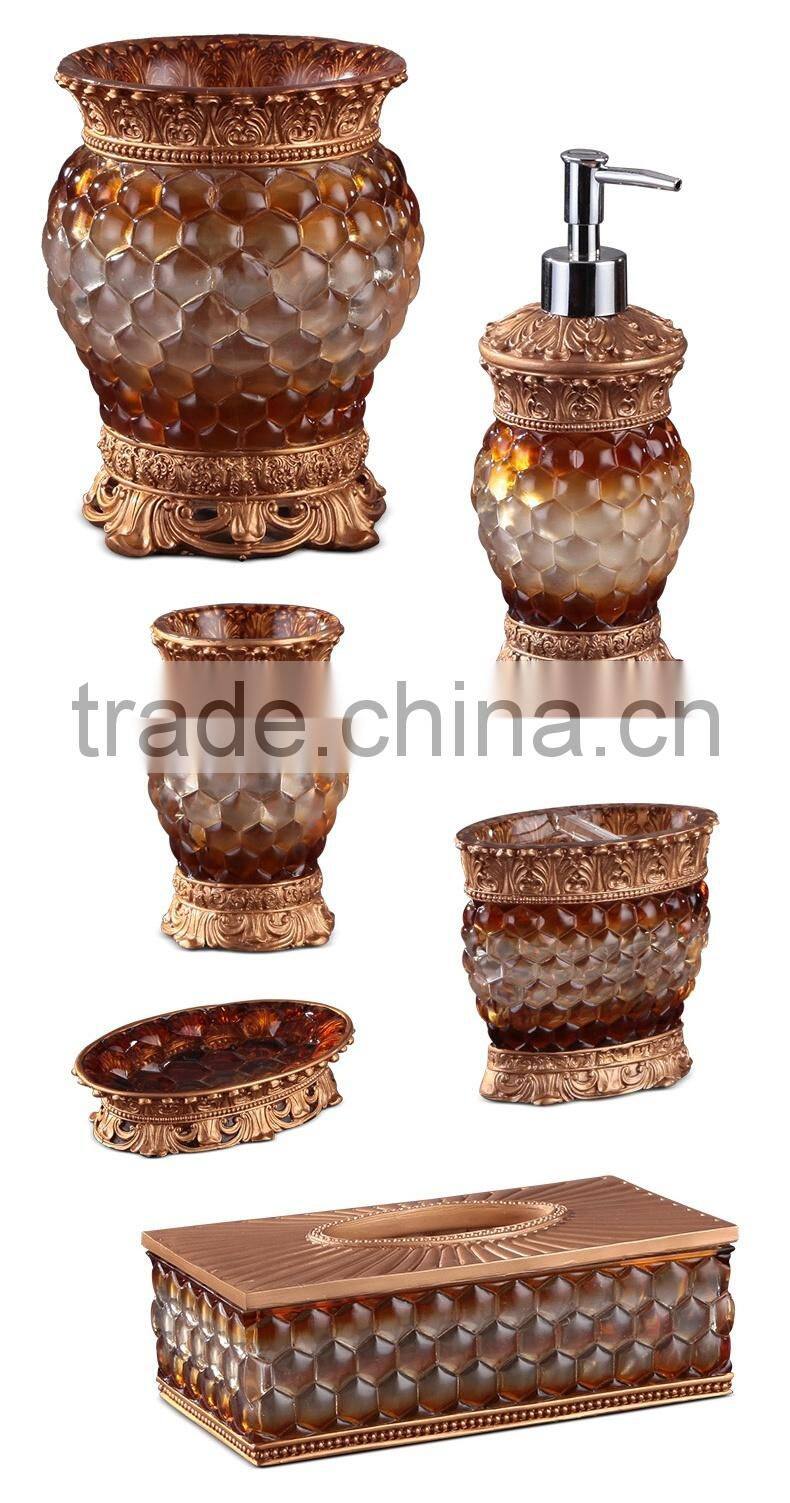 6 Pcs resin elegant Bathrooom Accessories Set, wedding gift bathroom accessory set