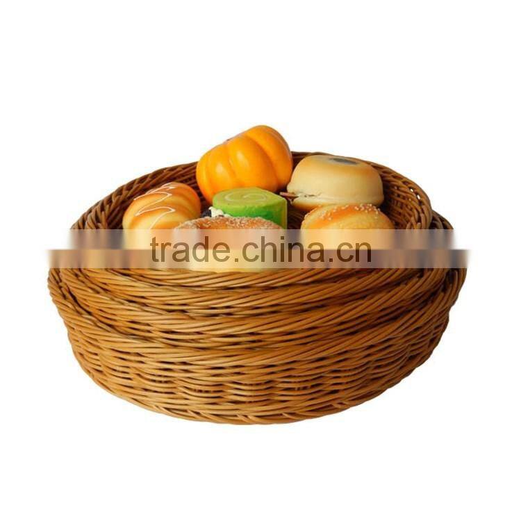 S&D Green environmental protected pe rattan wicker bread basket snacks dry fruit basket with net cover