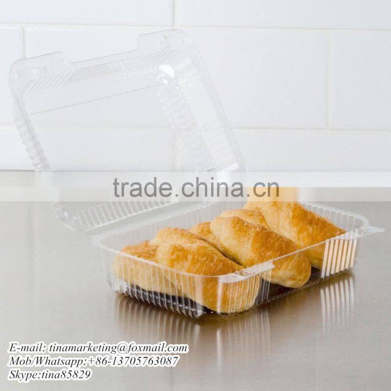 OPS Plastic Clear Clamshell Cake Container with Dome Hinged Lid Cheap Price