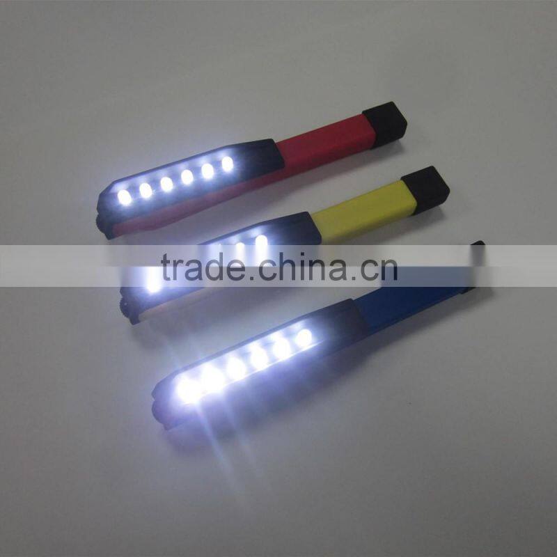 Colorful 6 LED Torch Rubber Print Light Pen