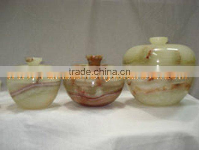 PAKISTAN FACTORY MADE ONYX CANDY JARS POTS HANDICRAFTS