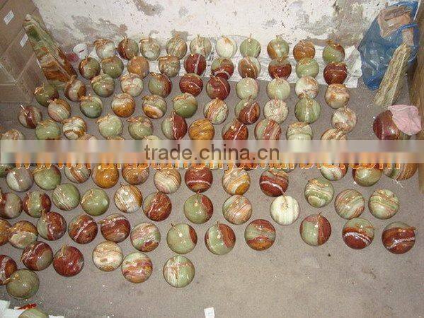 Factory Made Buy cheap PURE home decoration ONYX APPLE WITH BRASS LEAF HANDICRAFTS