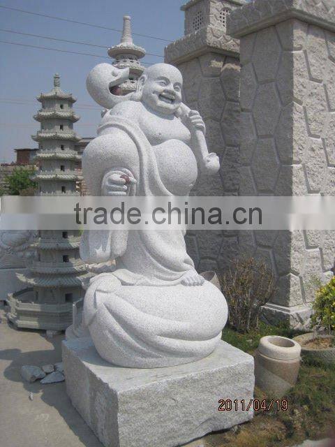 Happy Buddha stone statues with rocking chair for sale