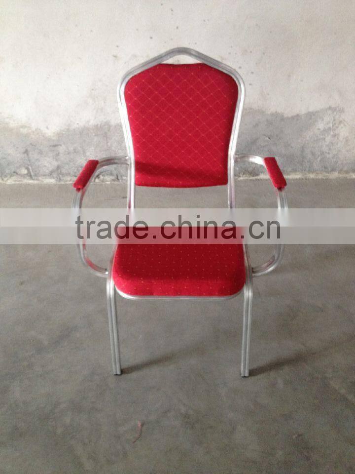 Hot sell Aluminium armrest dining chair hotel chair with arm