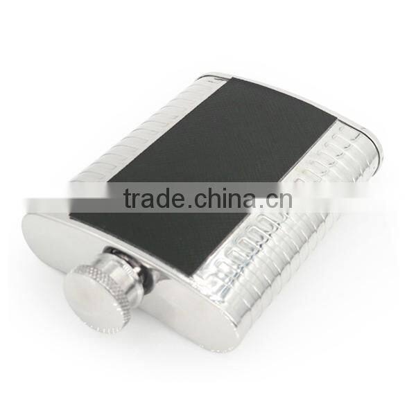 High quality 4 to 7 oz black twill leather hip flask accept OEM