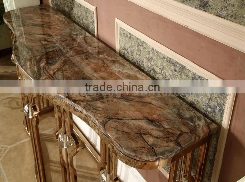 luxury marble top console table with crystal decoration