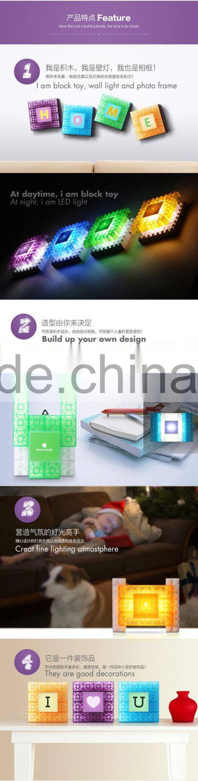 DIY Block Toy Photo Frame LED Table Lamp