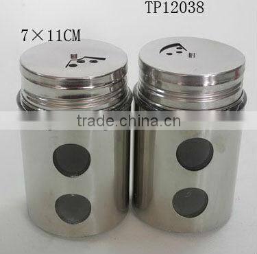 2016 zibo high quality 250ml stainless steel coating cylinder glass spice canister