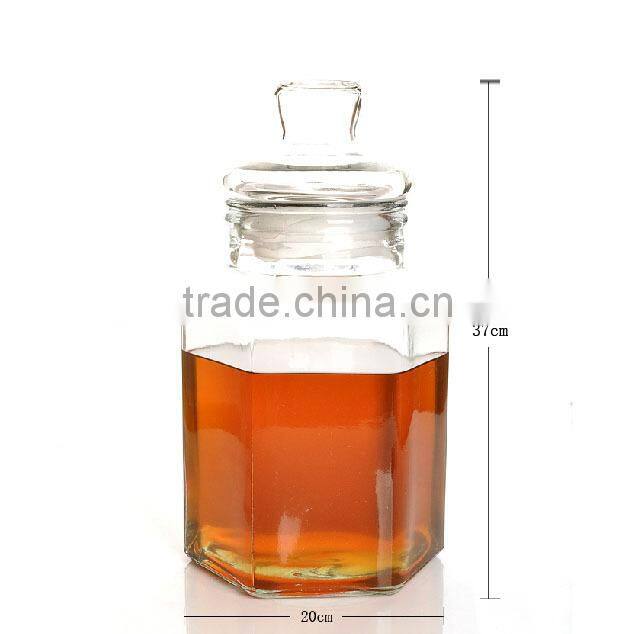 5L wholesale glass beverage dispenser hexagon glass jar PJ02
