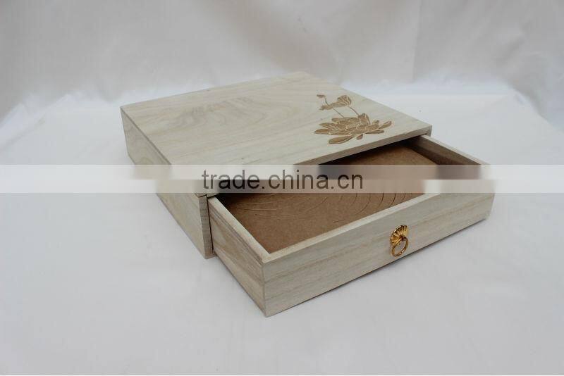 Wooden gift box with padlock for crafts