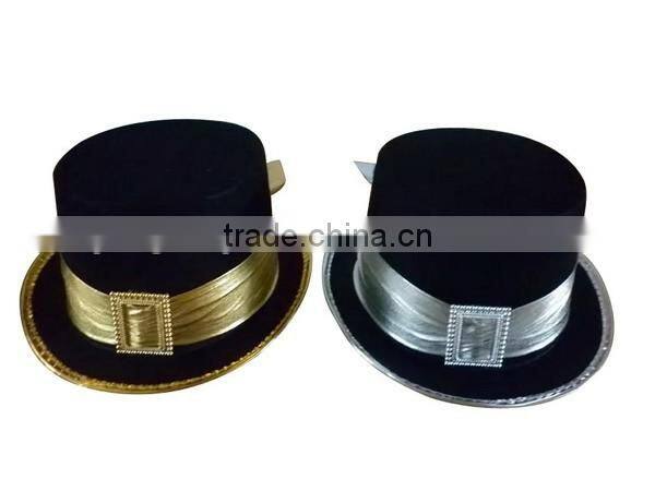 2017 new fashion products two types custom wool felt slash top man hat wholesale with gold silver ribbon on sale made in china