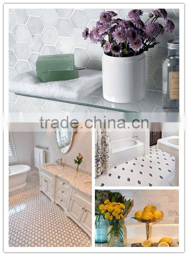 White carrara marble hexagon mosaice tiles