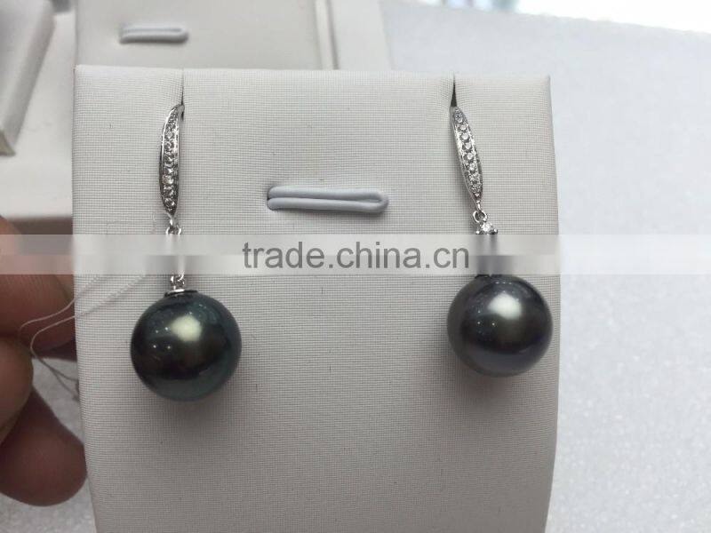 Modern Designs 11-12mm Black Tahitian Pearl Earrings