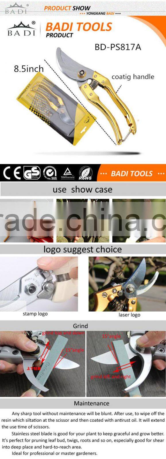 hand Pruner and Garden Scissors Pruning Tool with gold coating