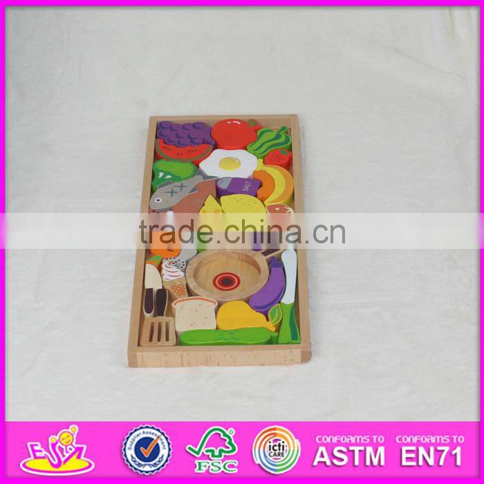 2016 new design cooking toy wooden puzzles for toddlers W14A157