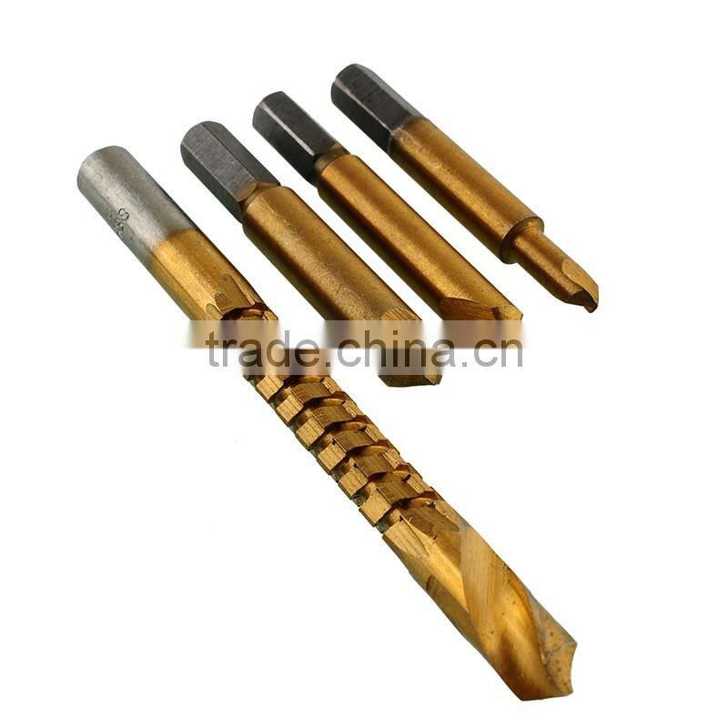 4pcs Damaged Screw Extractor & Milling Drills Set