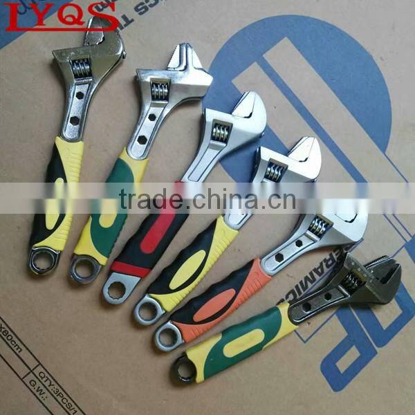 Carbon steel adjustable wrench 12" PVC handle wrench
