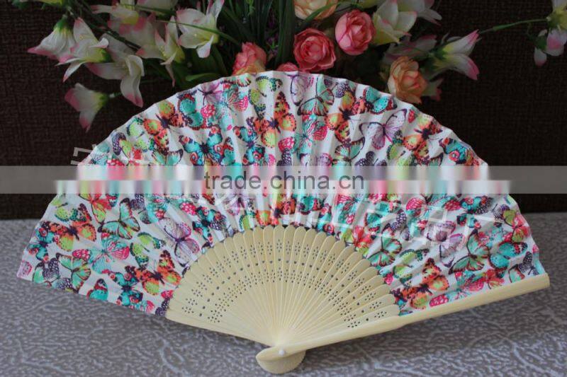 Beautiful fabric bamboo fan for ladies