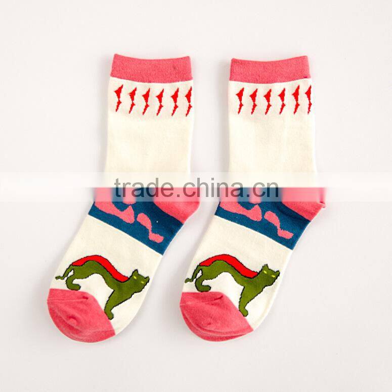 Lovely Cat Pattern Young Girls Socks Various Kinds Of Winter Socks Factory