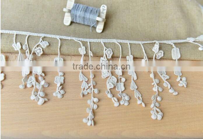 100% Cotton wholesale embroidery lace trim for wedding dress