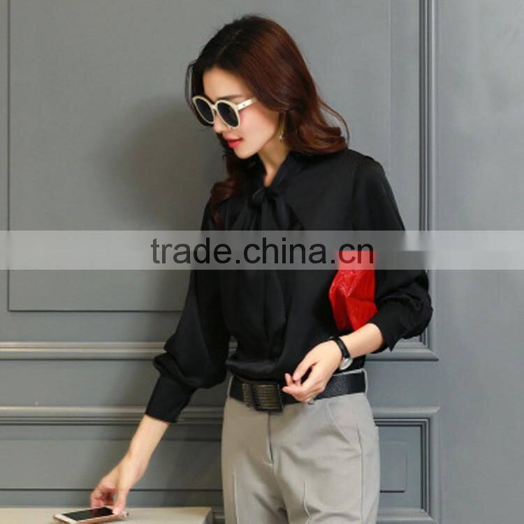 2017 latest Plain chiffon formal shirt long sleeve design blouse for women