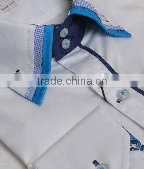 Triple collar shirts mens contrast high collar fashion fancy italian designs shirts