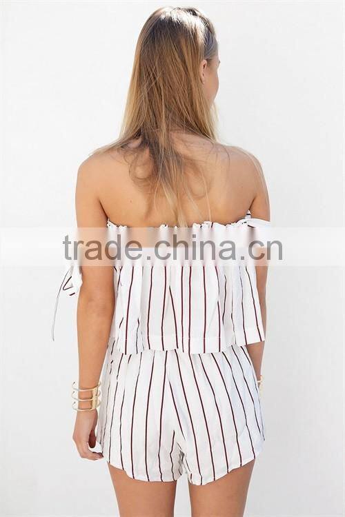 2017 fashion printing off shoulder top with women short new design ladies suit