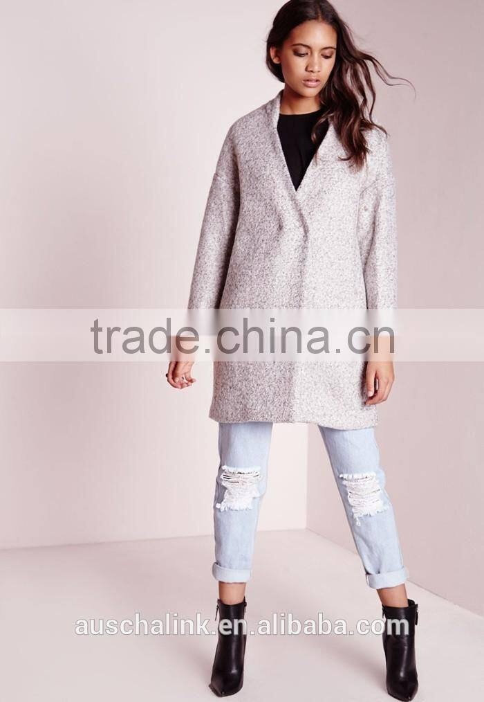 2016 new style girls grey wool cocoon coats elegant design